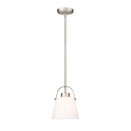 Z-Lite Z-Studio Pendant, 1-Light, 8 In.W x 9.5 In.H, Brushed Nickel/Ivory 743P8-BN
